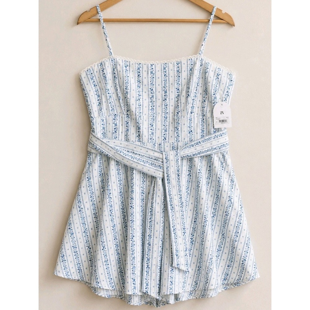 NWT Arula Alter'd State Regina Floral Mini Dress 1X Blue White Cottagecore...